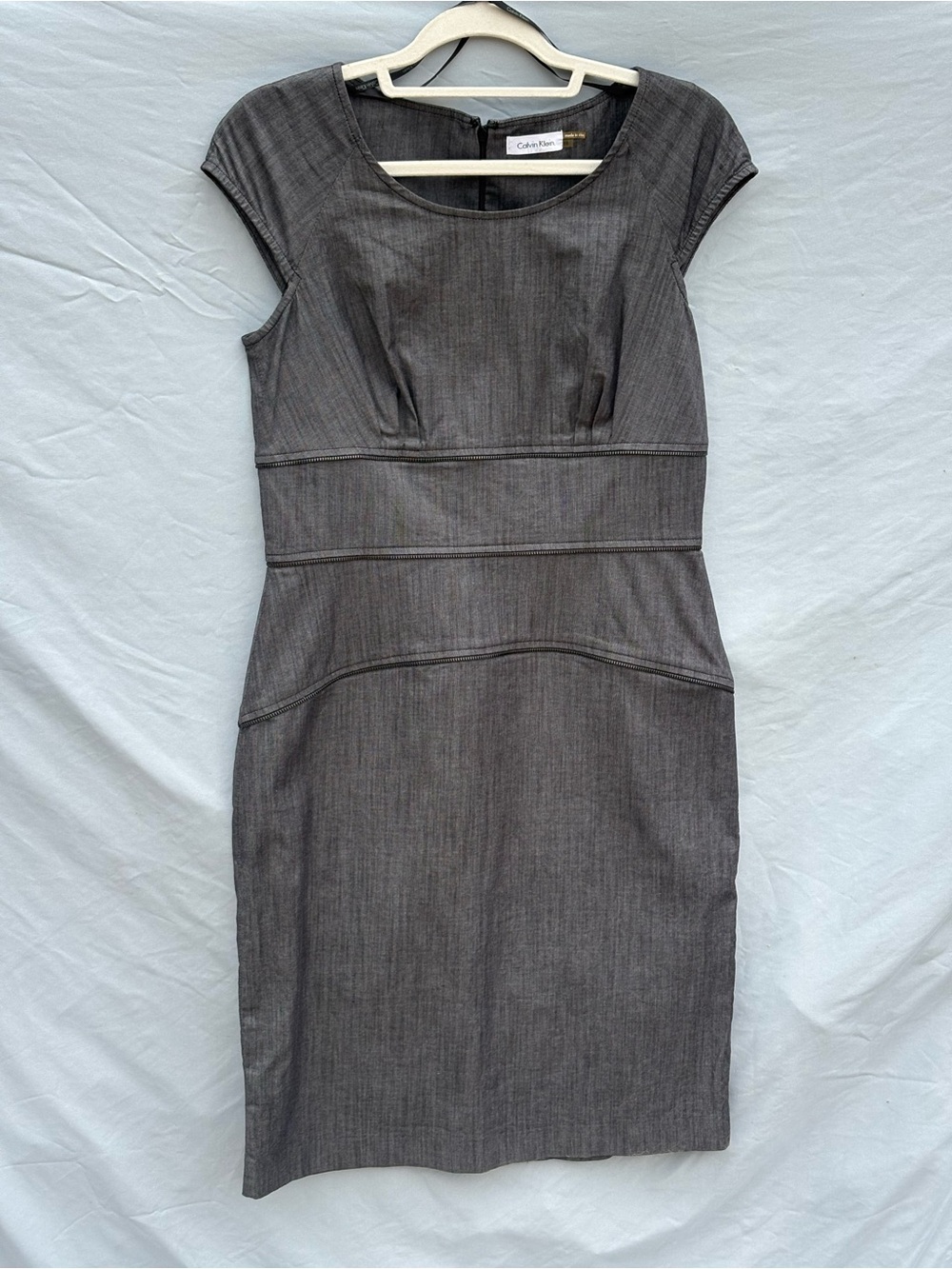 Calvin Klein charcoal gray sheath dress